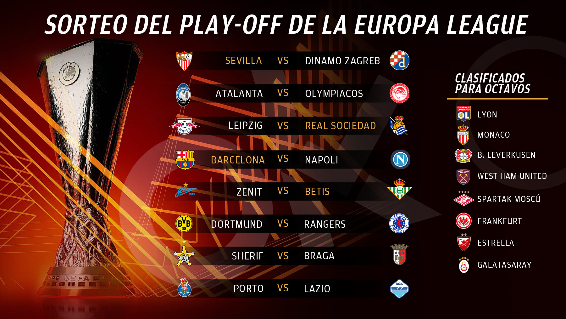 Así quedan los cruces de la Europa League.