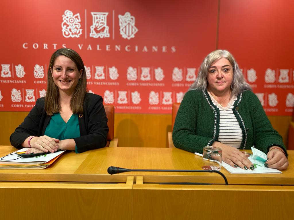 A la izquierda, la síndica de Vox en las Cortes Valencianas Ana Vega.