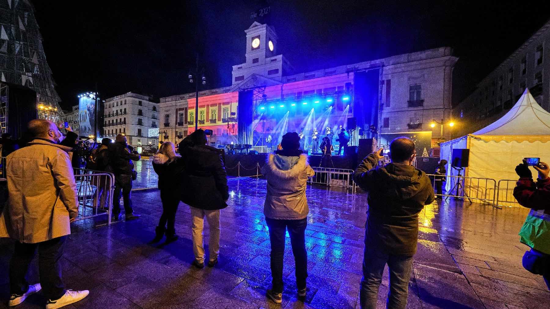 Concierto de Nacho Cano en la Puerta del Sol el 31 de diciembre de 2020. (Foto: EP)