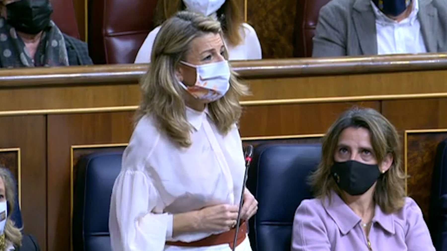 Yolanda Díaz en respuesta a Macarena Olona en el Congreso.