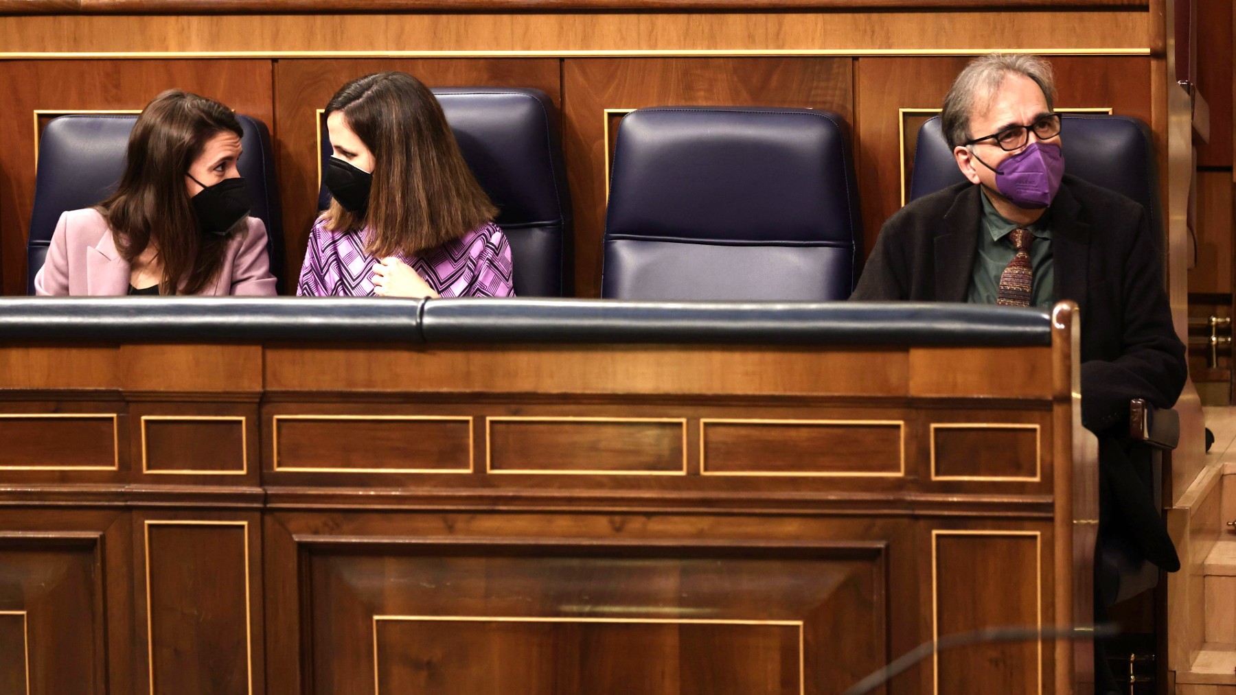 Los ministros Irene Montero, Ione Belarra y Joan Subirats. (Foto: Europa Press)