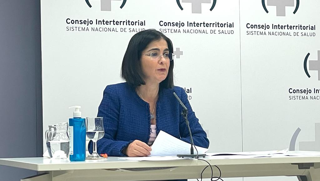 Carolina Darias, ministra de Sanidad, tras la reunión del Consejo Interterritorial del Sistema Nacional de Salud. Foto: Joan Guirado