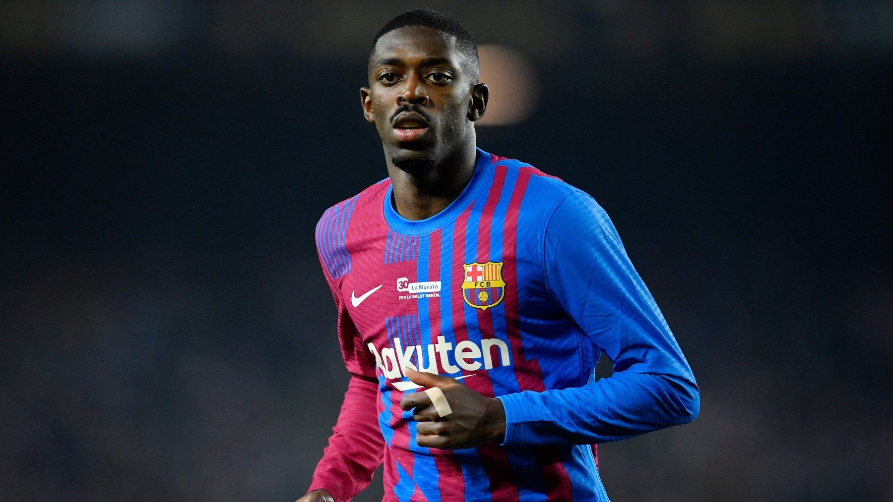 Ousmane Dembélé, durante un partido con el Barça. (AFP)