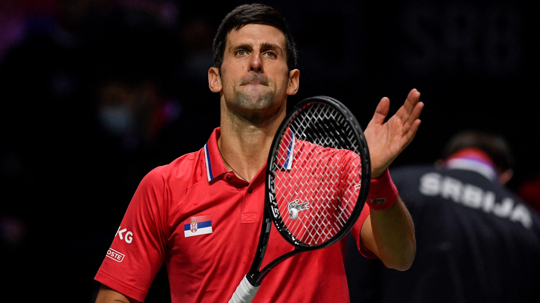 Novak Djokovic durante un partido con Serbia en la Copa Davis. (AFP)