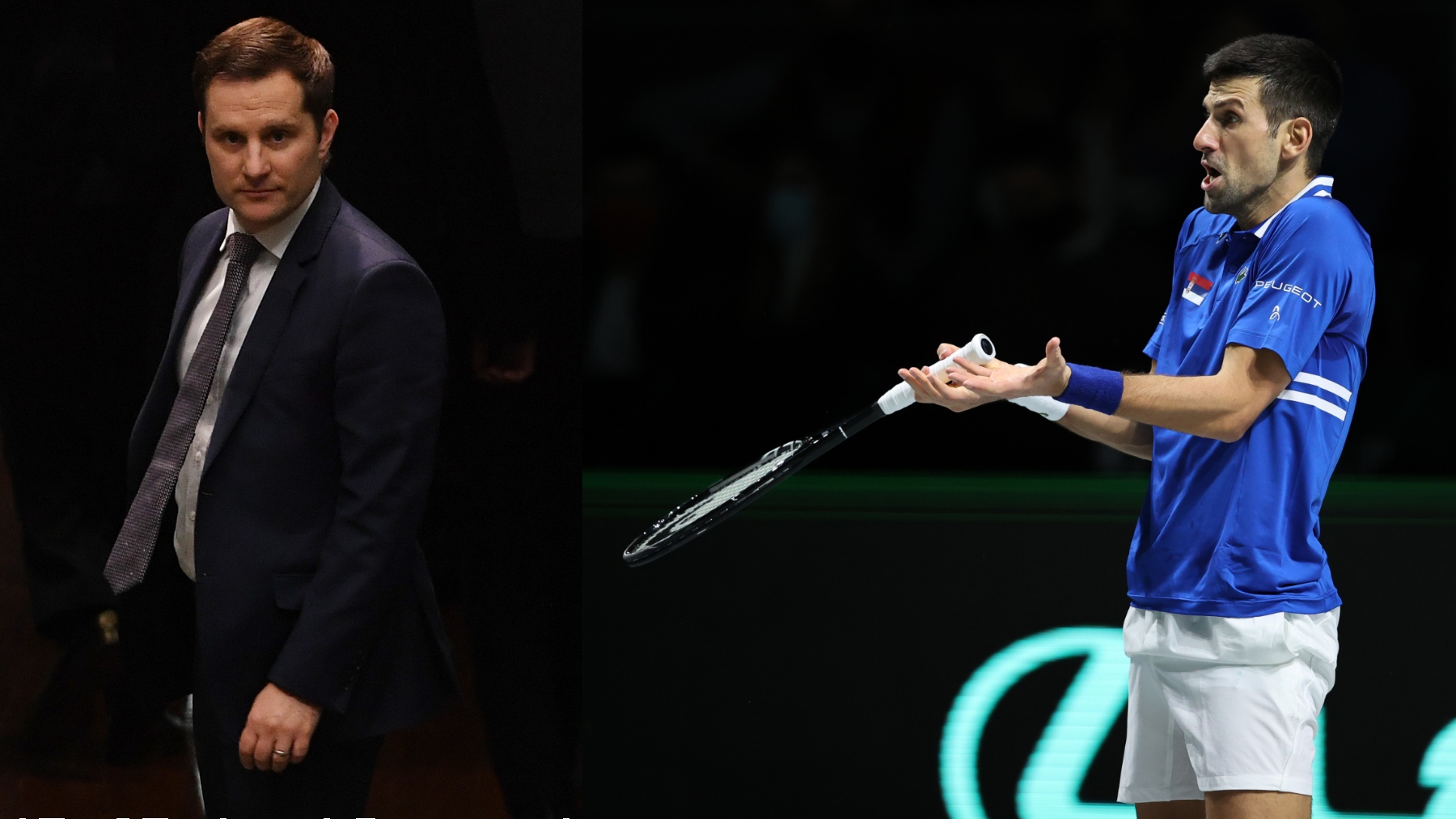 Alex Hawke y Novak Djokovic. (Getty)
