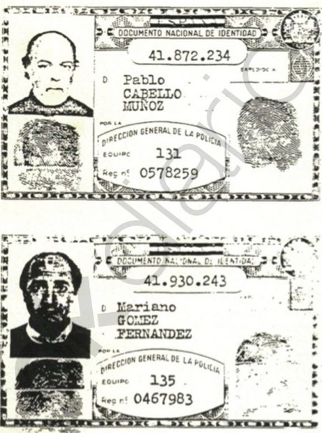 EL DNI falso de Pablo Cabello pertenecía a Ittier y el de Mariano Gómez a Patrick Bor Dou. 