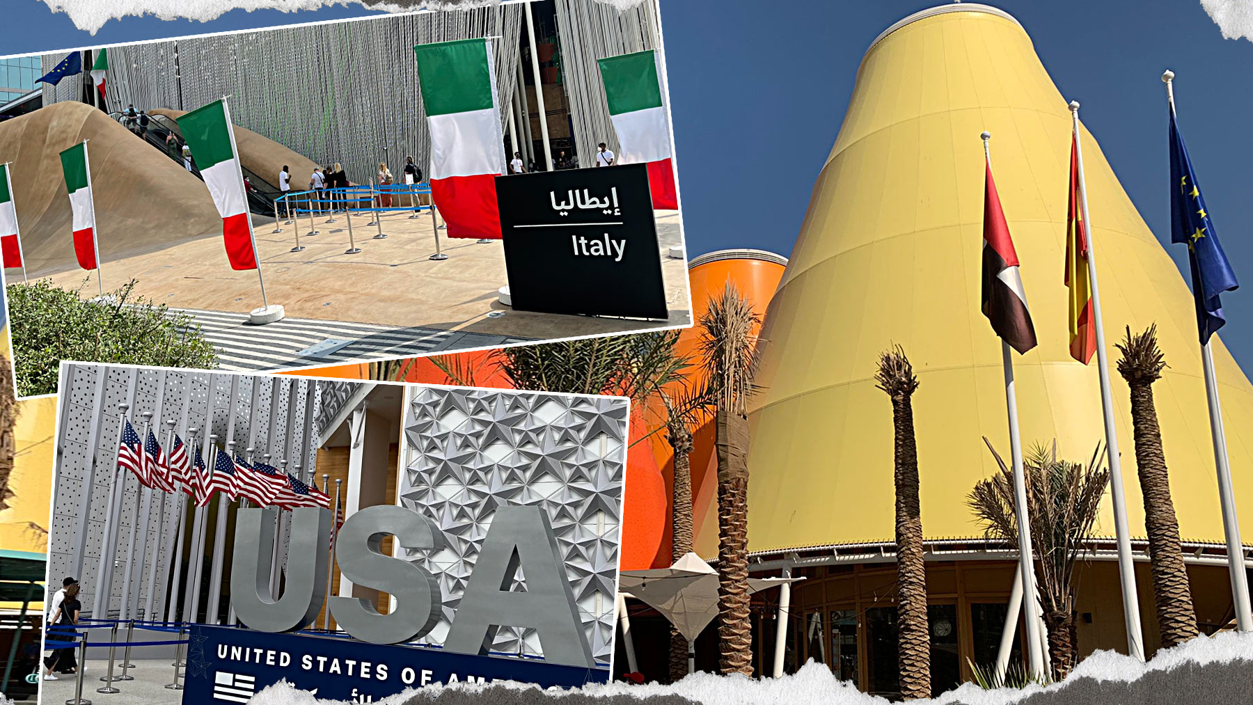 España no luce su bandera en la Expo de Dubái como lo hacen EEUU o Italia.