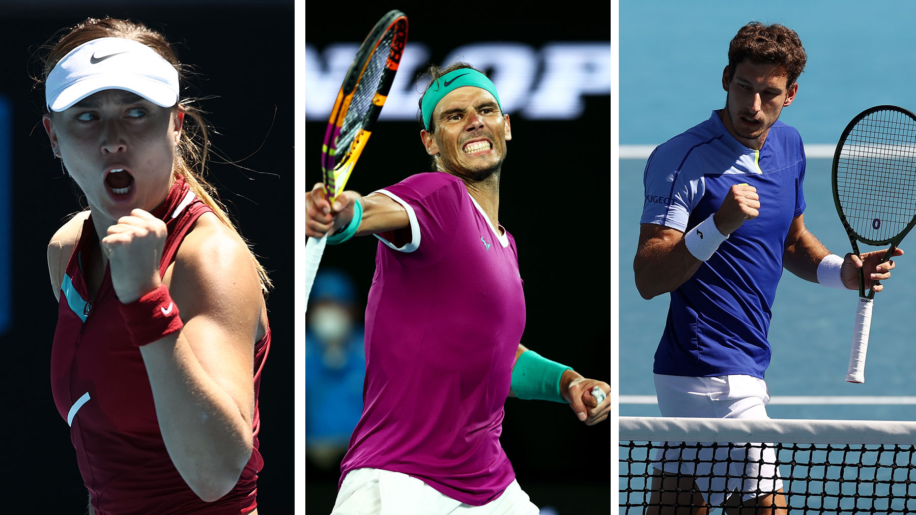 Paula Badosa, Nadal y Carreño buscan el billete a cuartos de final del Open de Australia el domingo 23 (Getty)