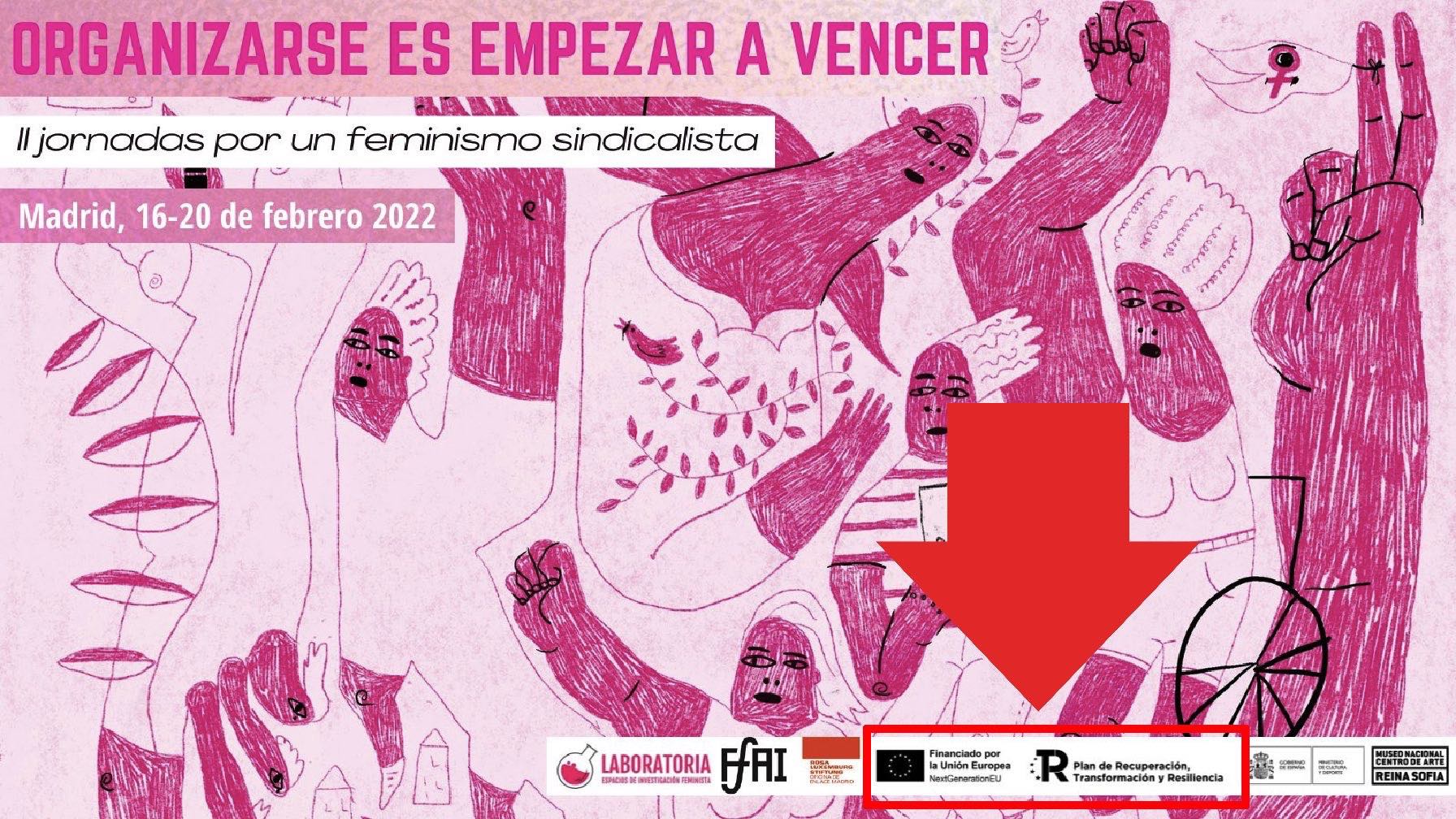 Cartel del evento sobre feminismo sindicalista.