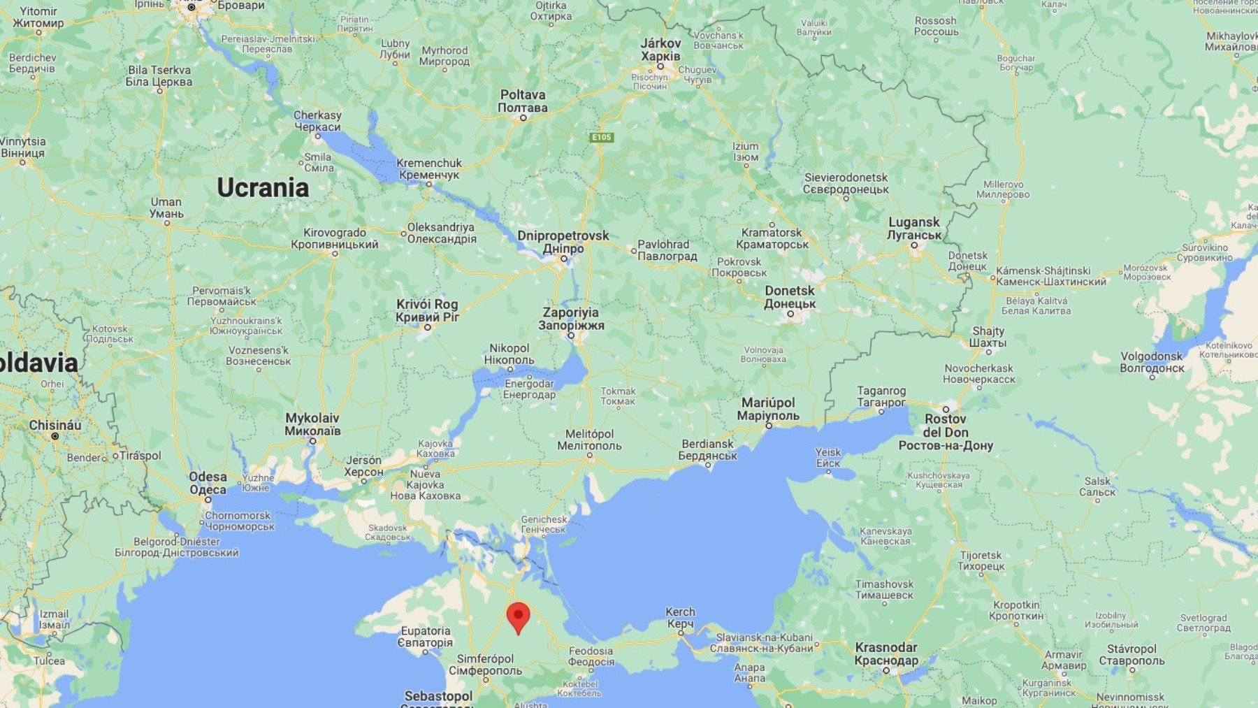 Ucrania, con la península de Crimea y el Donbas