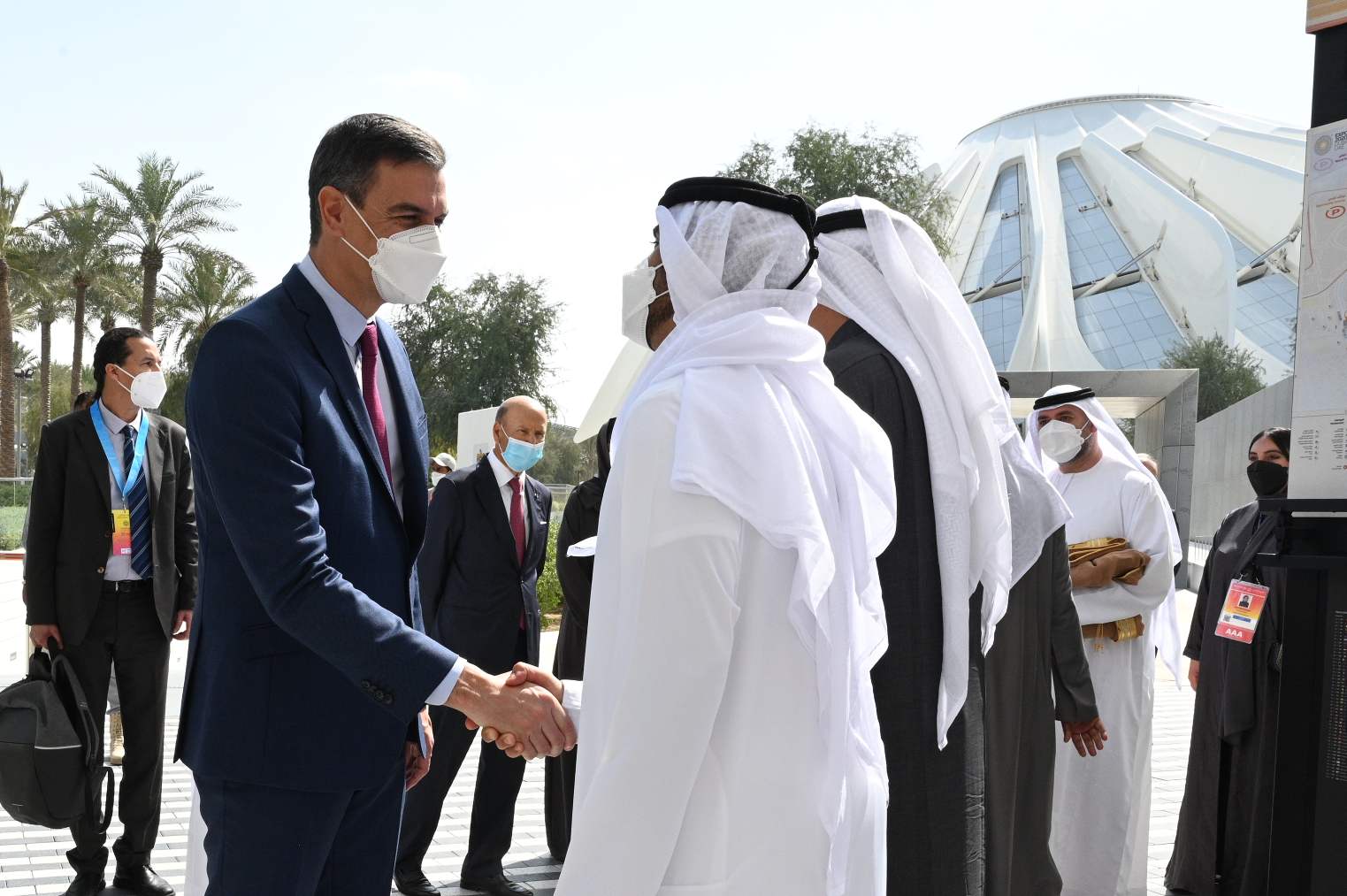 Pedro Sánchez, este miércoles, en los Emiratos Árabes Unidos.