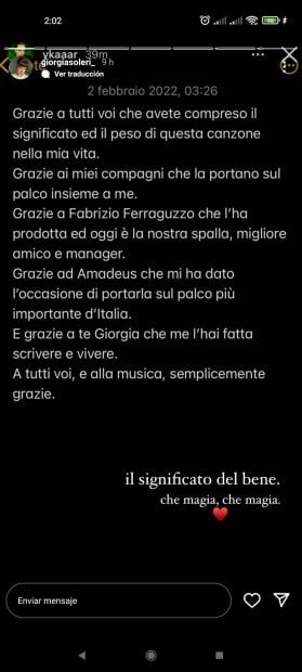 Giorgia, novia de Damiano de Måneskin, en Instagram.