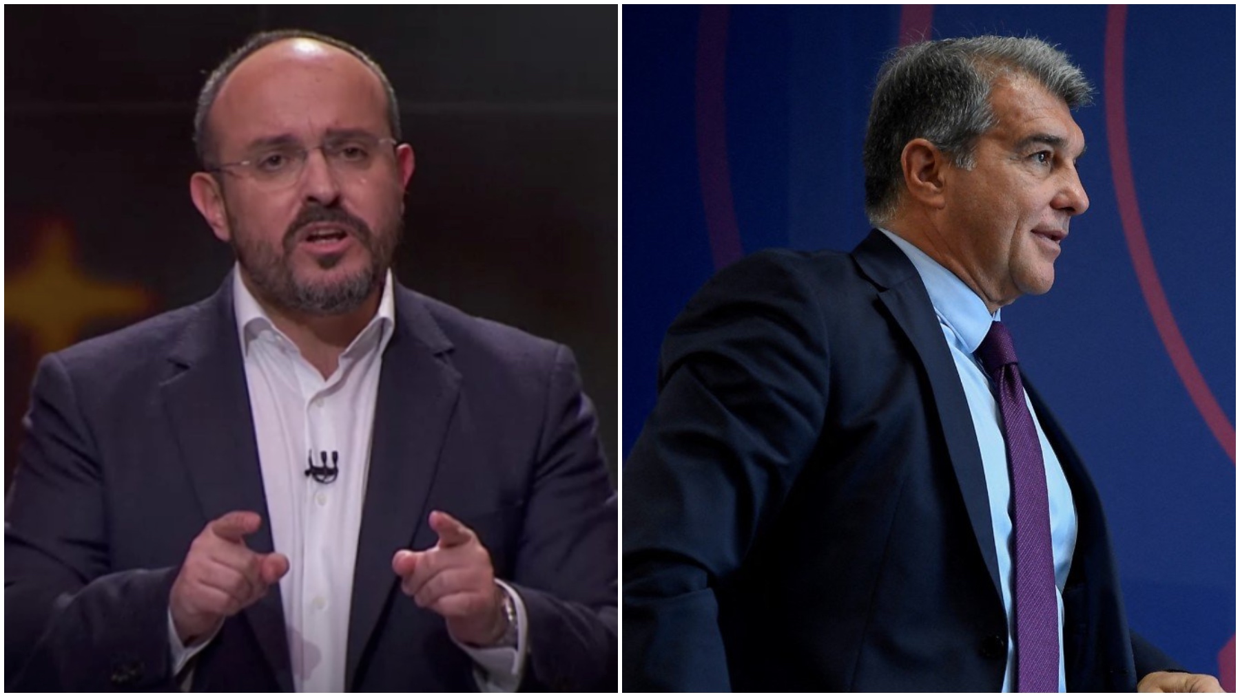 Alejandro Fernández, a la izquierda, y Joan Laporta, a la derecha.
