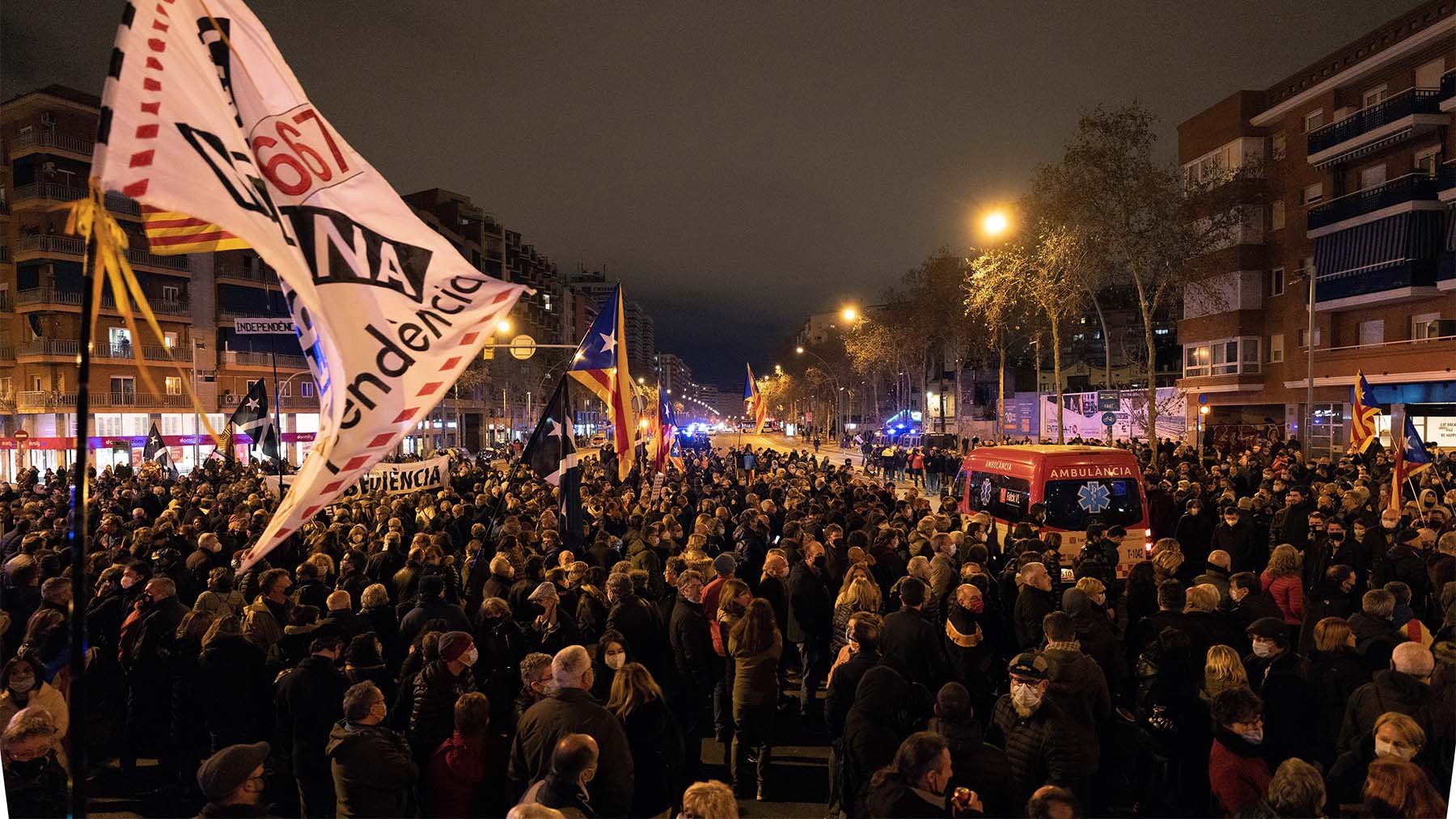 Protestas en la Avenida Meridiana de Barcelona.