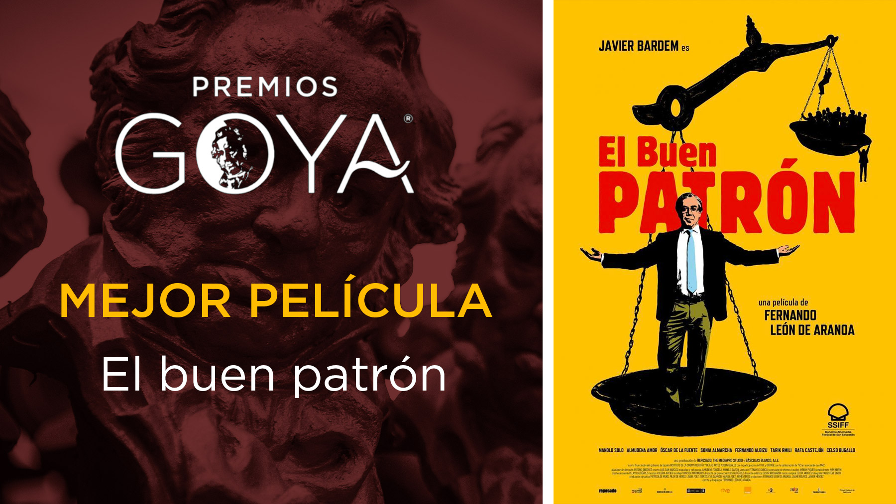 ‘El buen patrón’, premio a la mejor película de los Goya 2022