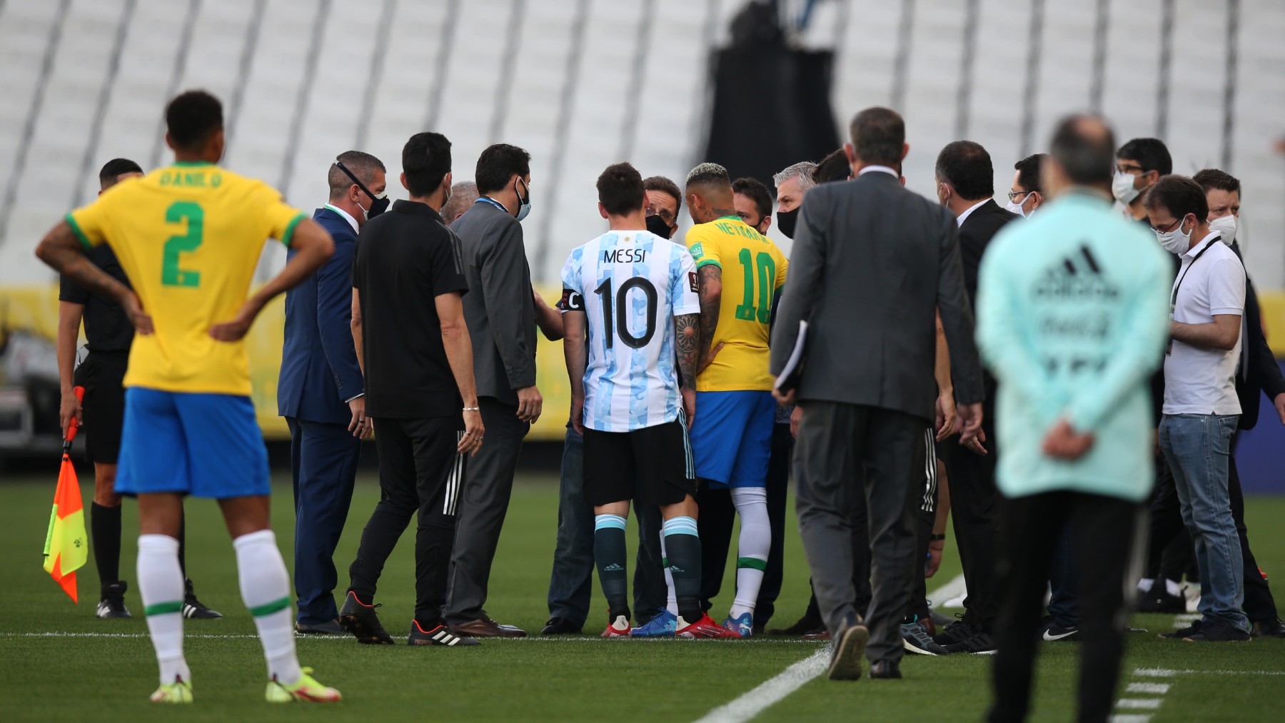 Imagen del Brasil-Argentina suspendido (Getty).