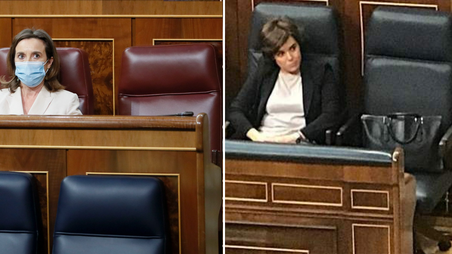 El escaño vació de Pablo Casado y el escaño vacío de Mariano Rajoy.