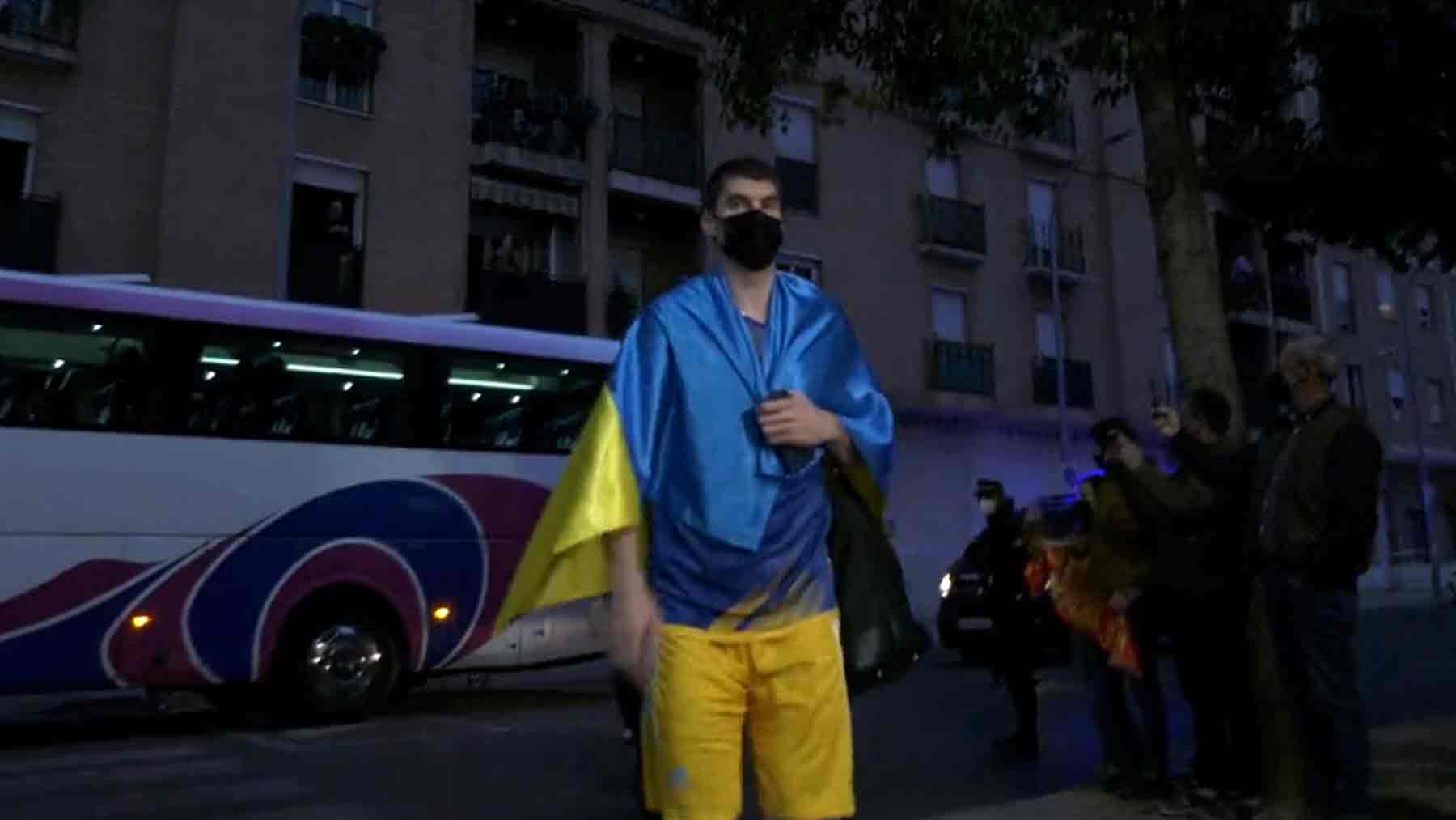 Un aficionado ucraniano en Málaga.