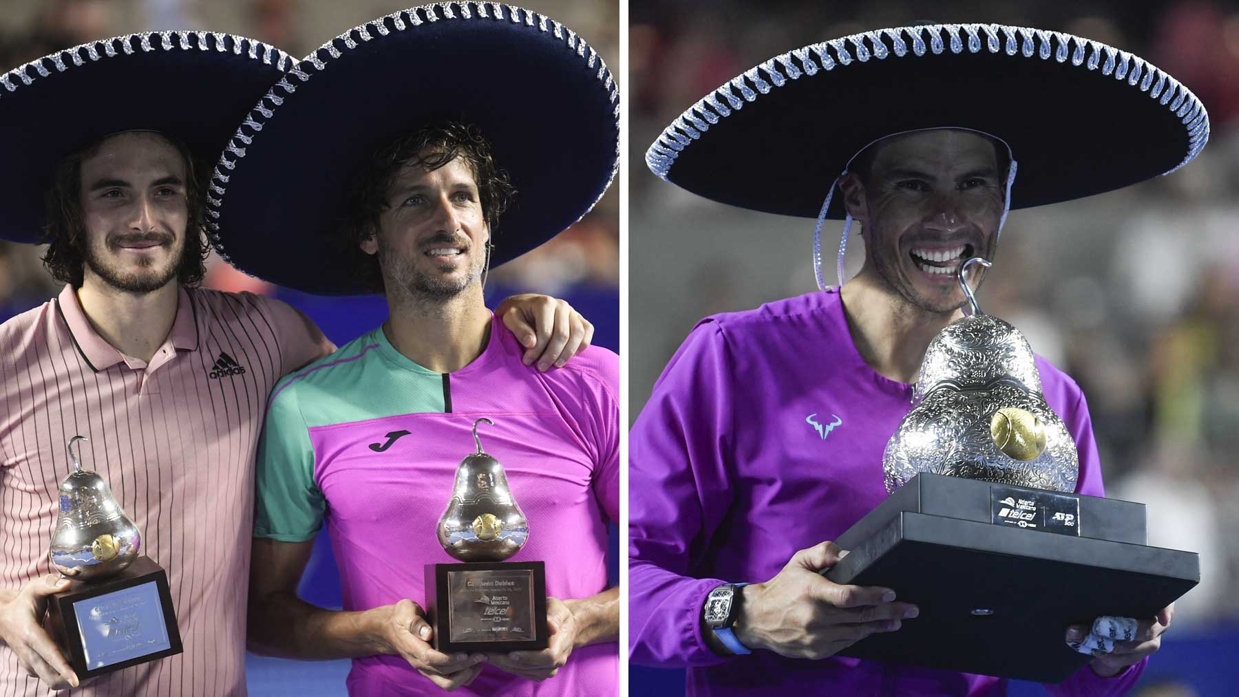 Feliciano López, campeón en dobles junto a Tsitsipas; y Nadal, vencedor en el cuadro individual (AFP)