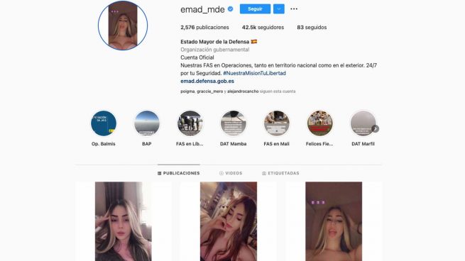 Hackean la cuenta del Estado Mayor de la Defensa en Instagram