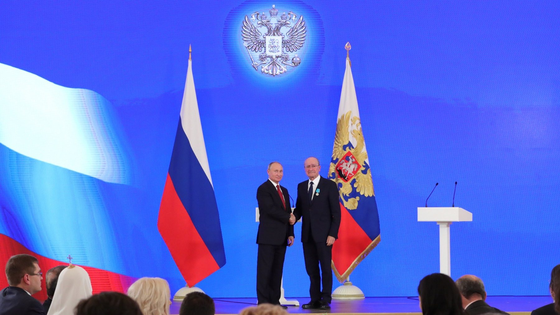 Putin condecora al alcalde de Málaga con la Medalla Pushkin (EFE/MICHAEL KLIMENTYEV/SPUTNIK/KREMLIN).
