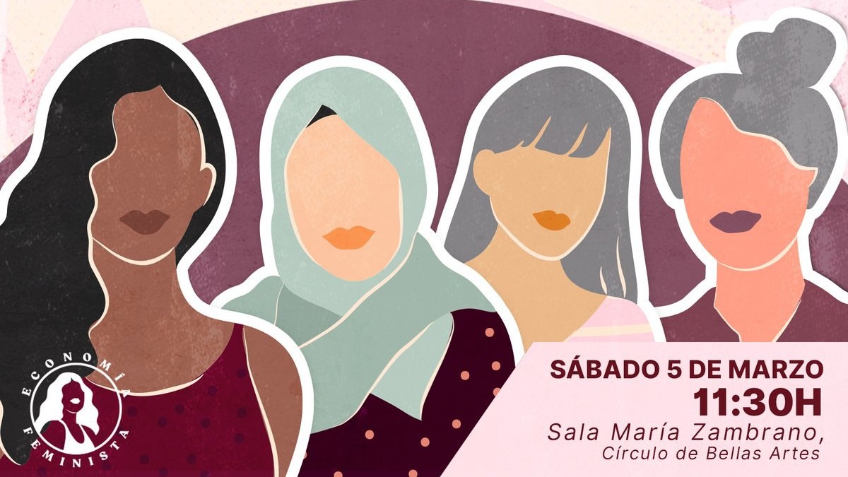 Cartel de Más Madrid para el el Ciclo de Economía Feminista.