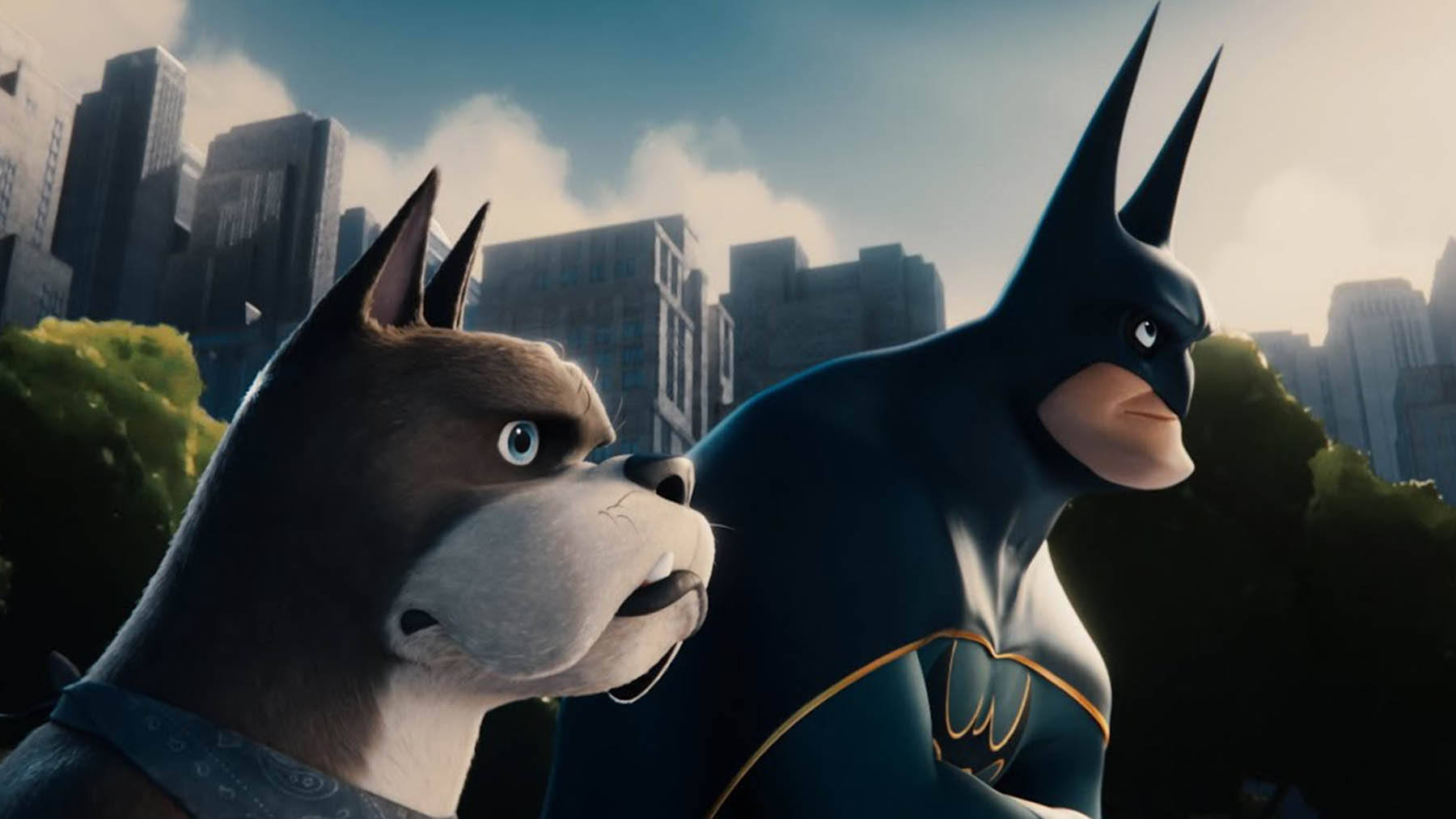 Ace y Batman en ‘DC Liga de supermascotas’ (Warner Bros Pictures)