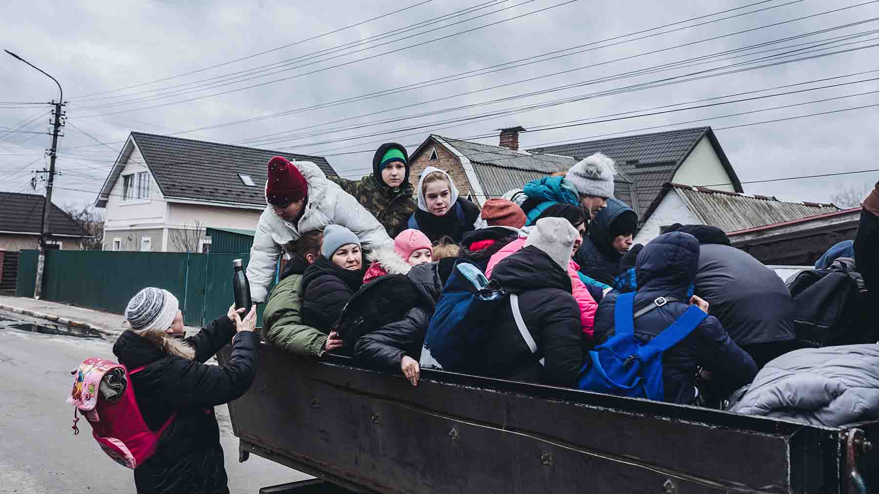 Evacuación en Irpin (Ucrania)