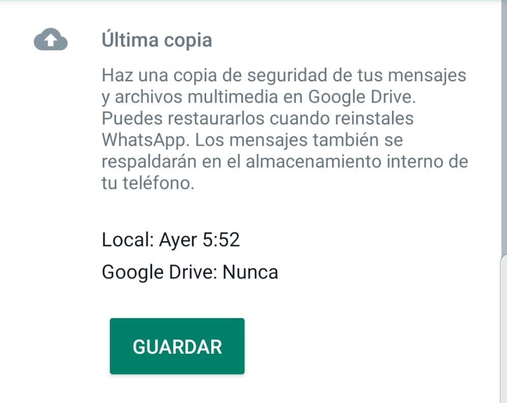 restaurar WhatsApp Android 1