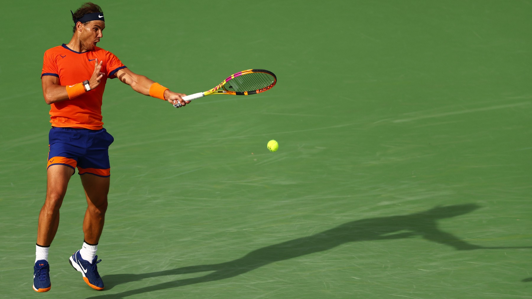 Rafa Nadal durante la semifinal del Masters 1.000 de Indian Wells 2022 ante Alcaraz. (Getty)