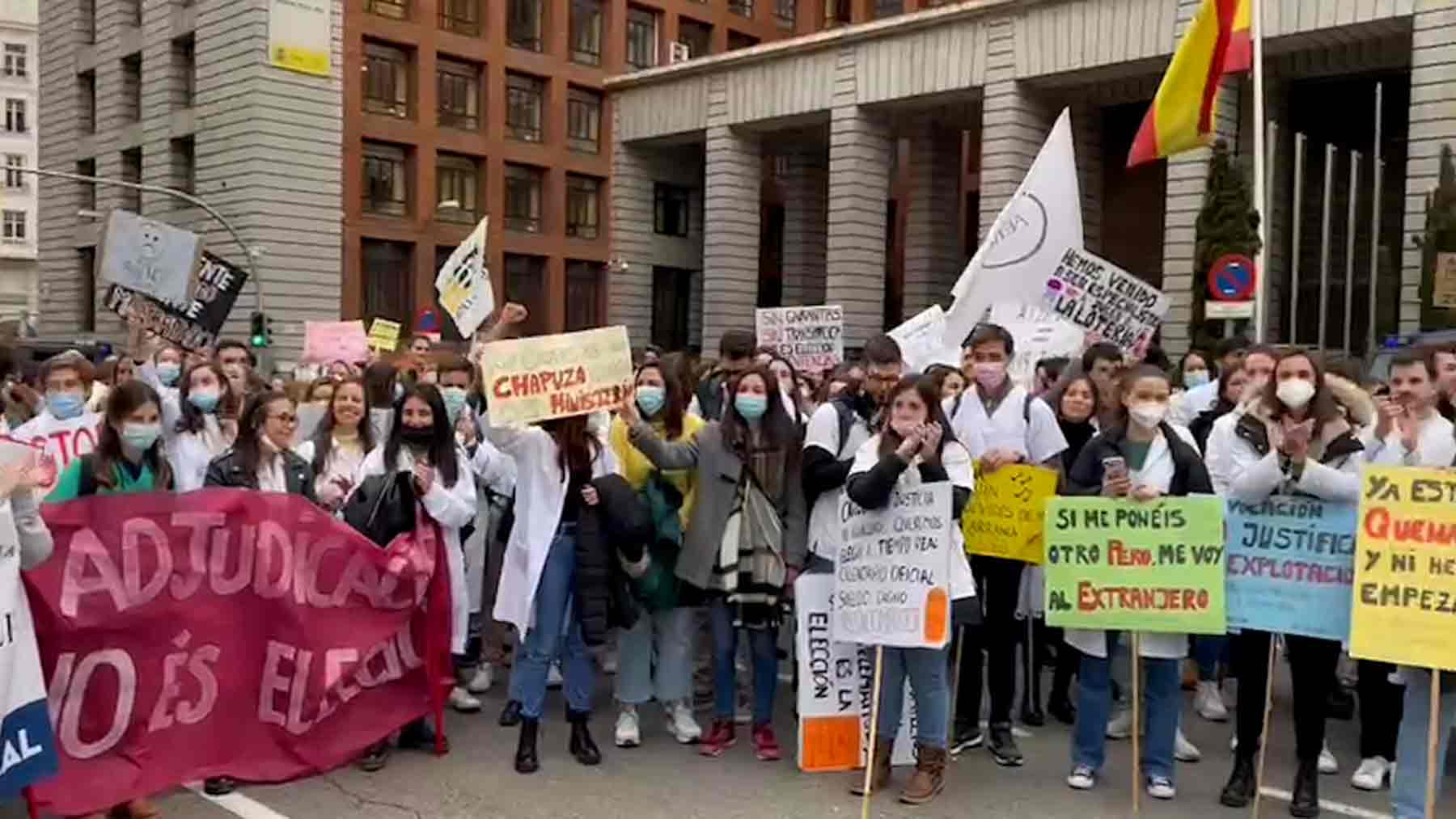 Un momento de la movilización de hoy, en Madrid.