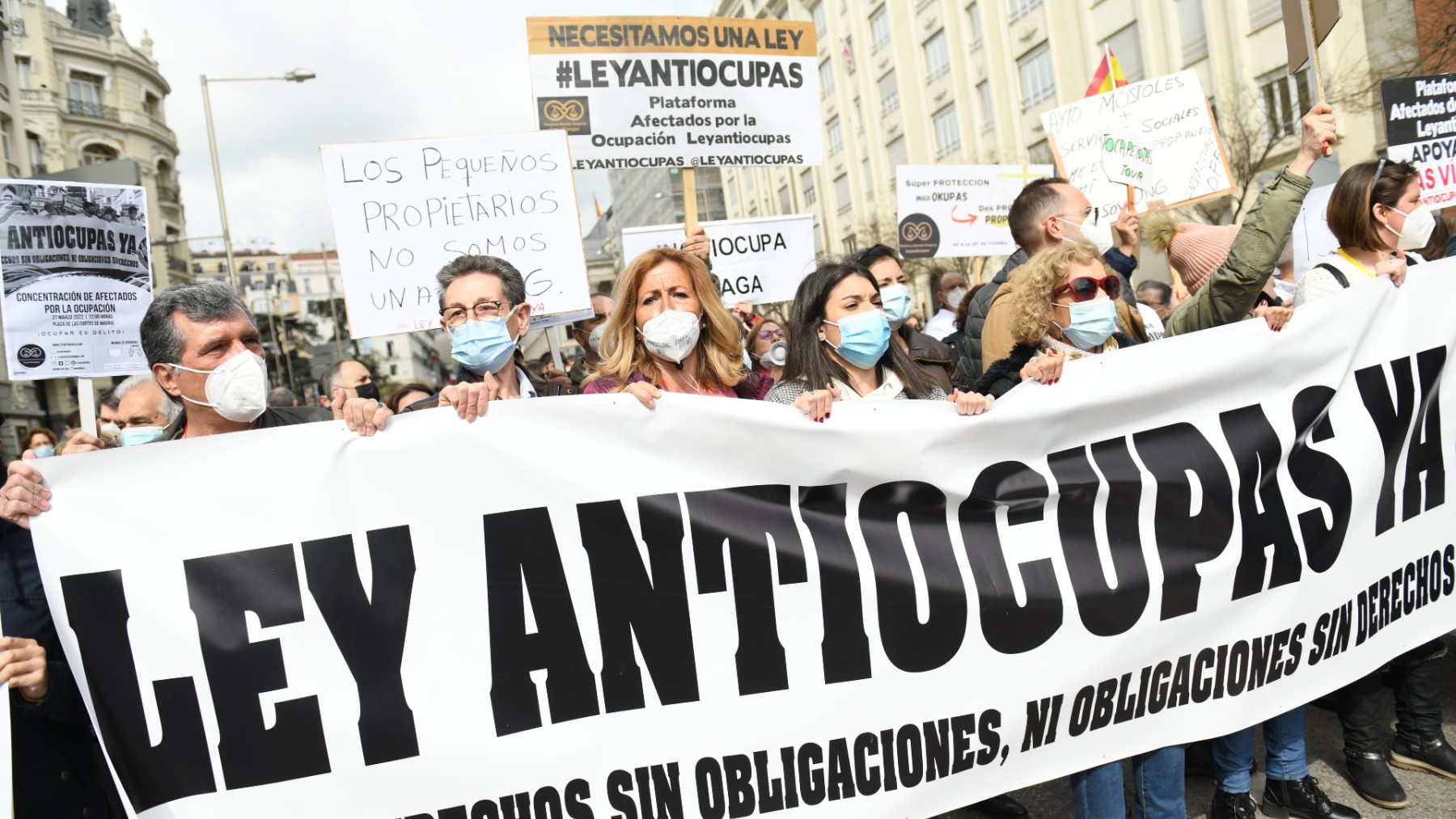 Manifestación contra la okupación en Madrid.
