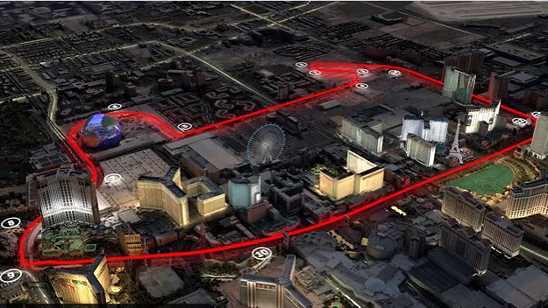 Así será el GP de Las Vegas: un espectacular circuito urbano nocturno con 14 curvas y hasta 342 km/h
