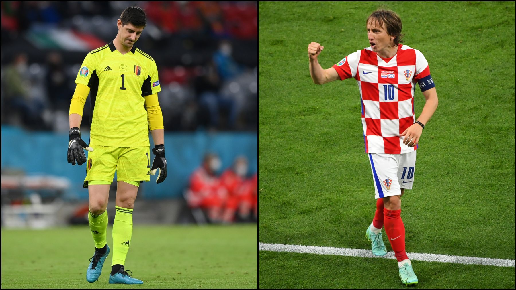 Courtois y Modric, posibles rivales de España en octavos del Mundial 2022. (Getty)