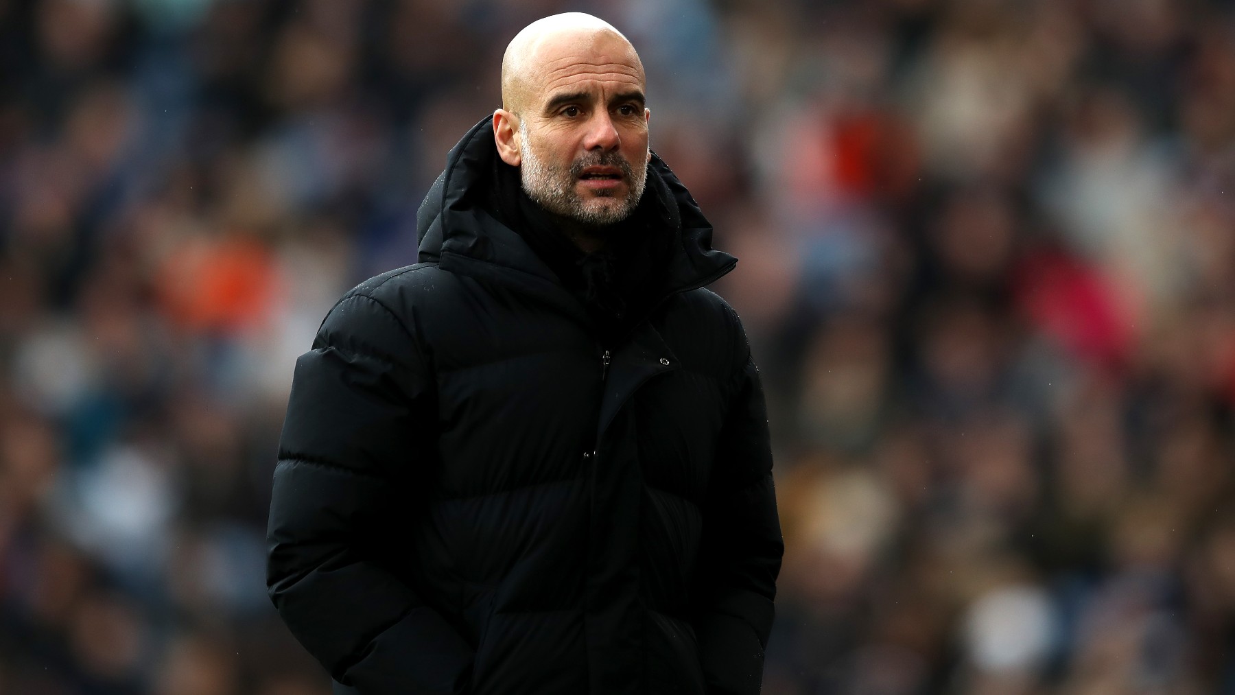 Pep Guardiola, durante un partido con el Manchester City. (Getty)