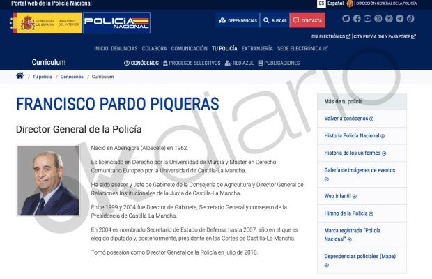 Francisco Pardo Piqueras oculta en su CV de la Policía que fue presidente de Sercobe. 