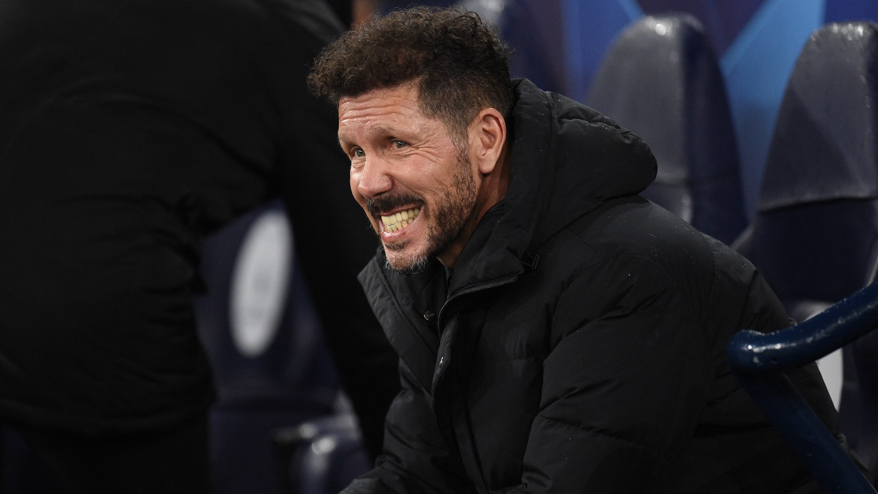 Simeone, durante el Manchester City – Atlético. (AFP)