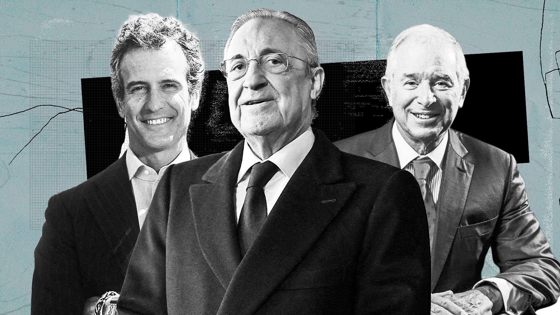 Alessandro Benetton, presidente de Edizione; Florentino Pérez, presidente de ACS; y Stephen Schwarzman, presidente de Blackstone.