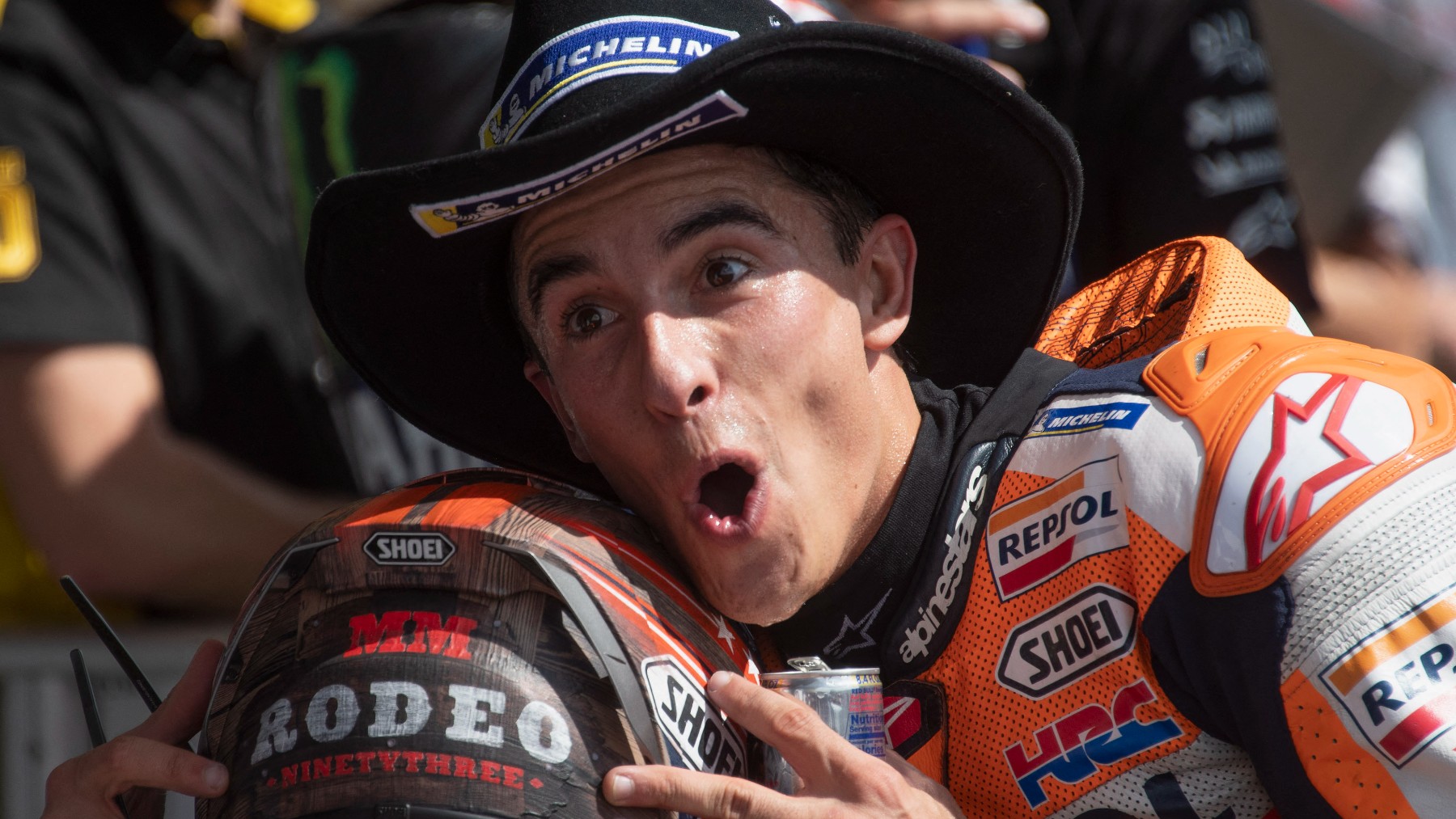 Marc Márquez celebra la victoria en el GP de Las Américas del año pasado. (AFP)