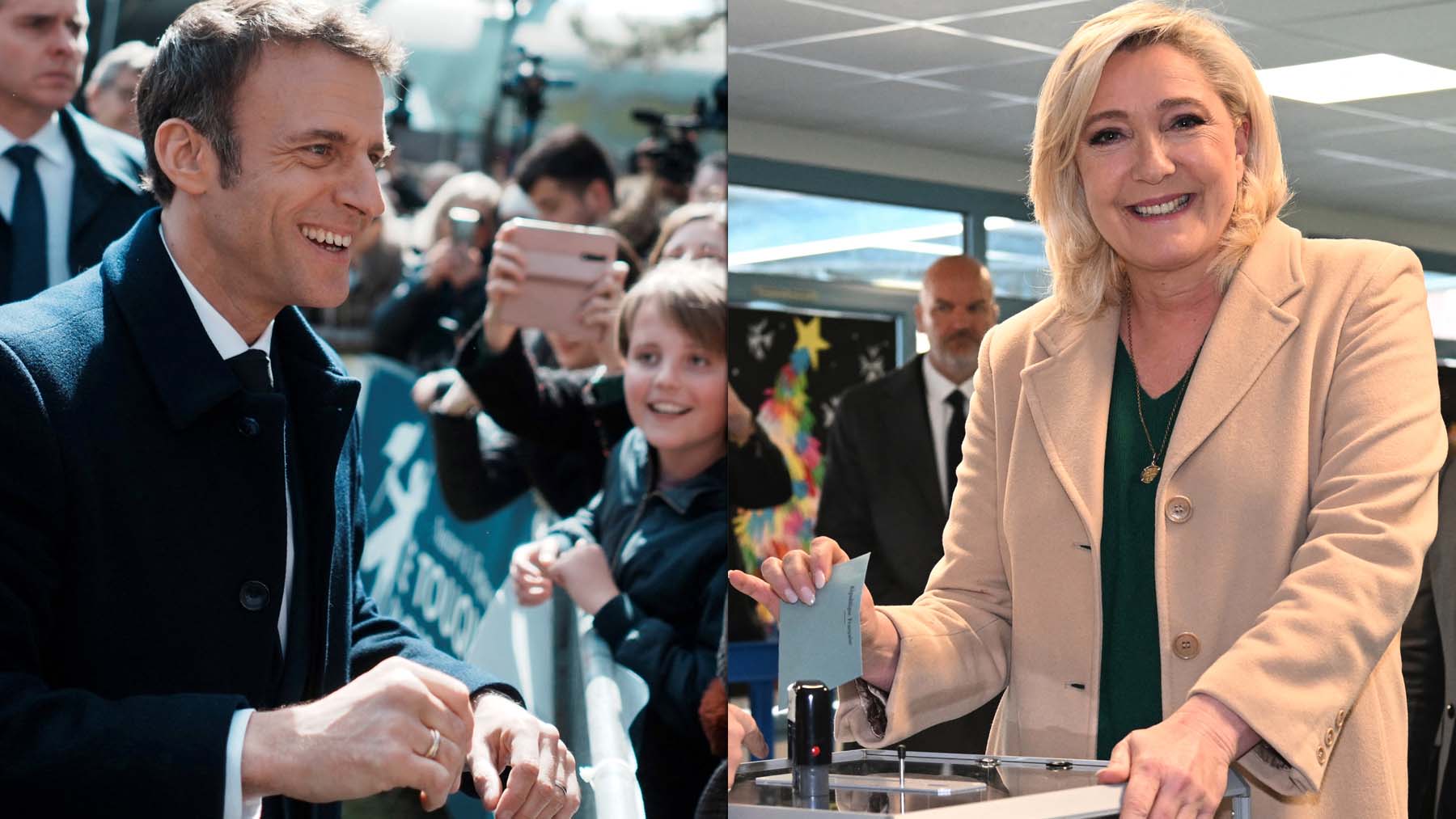 Emmanuel Macron y Marine Le Pen (Fotos: AFP).