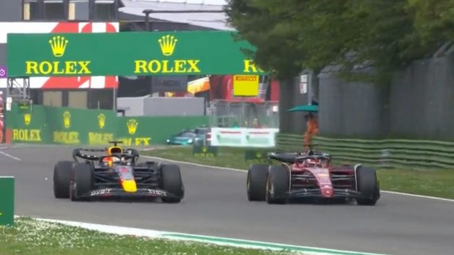 El espectacular adelantamiento de Verstappen a Leclerc para ganar la carrera al sprint