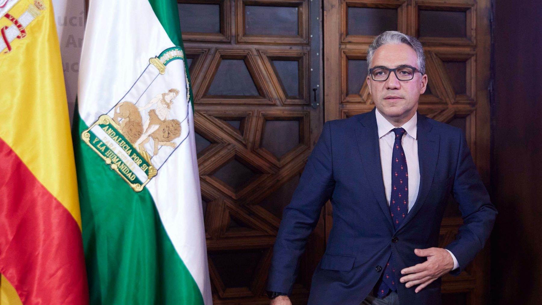 Elías Bendodo, portavoz de la Junta de Andalucía, este miércoles en el Palacio de San Telmo (EUROPA PRESS).