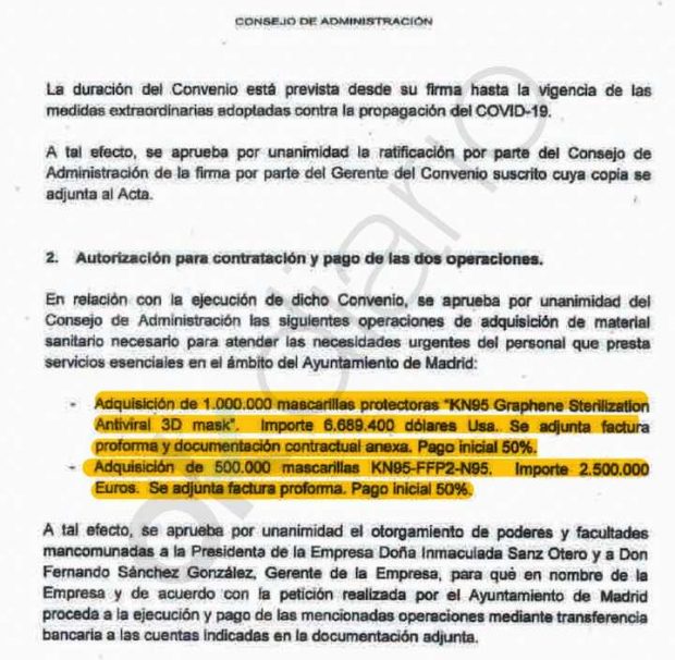 Acta de la Funeraria para la aprobaciónde los contratos sanitarios 