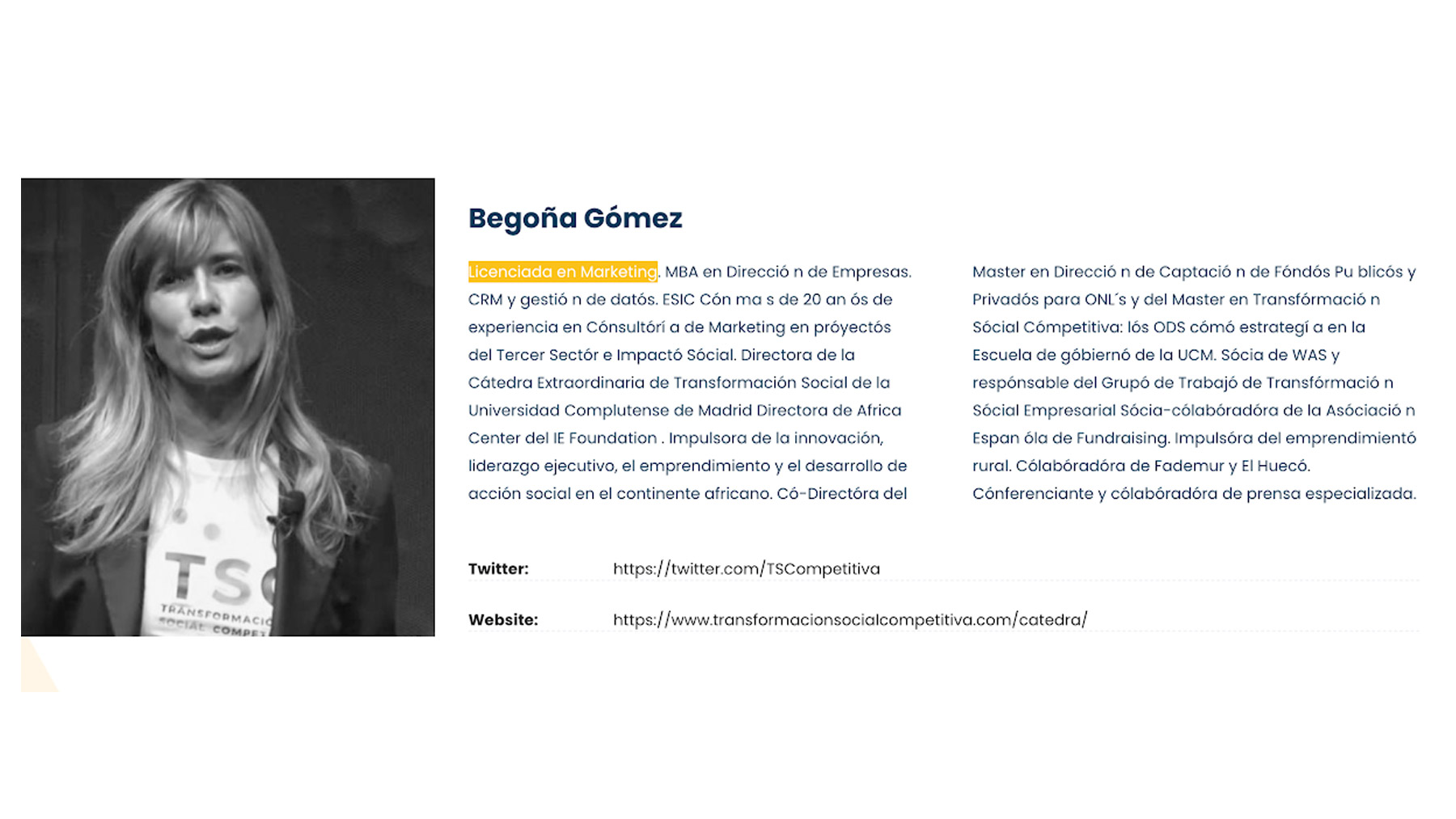 Currículum de Begoña Gómez en el congreso de Ceapi.