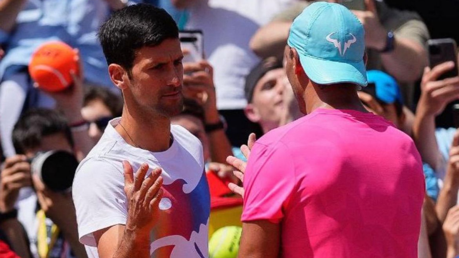 Nadal y Djokovic, en el Mutua Madrid Open. (MMOpen)