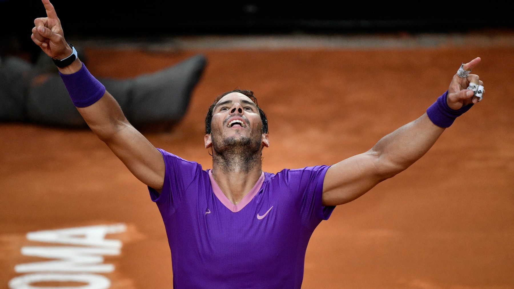 Rafa Nadal tras una victoria en el Masters 1.000 de Roma. (AFP)