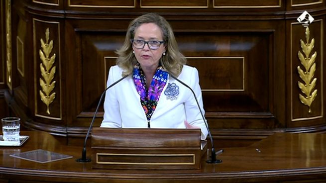 La vicepresidenta económica, Nadia Calviño, en el Congreso.