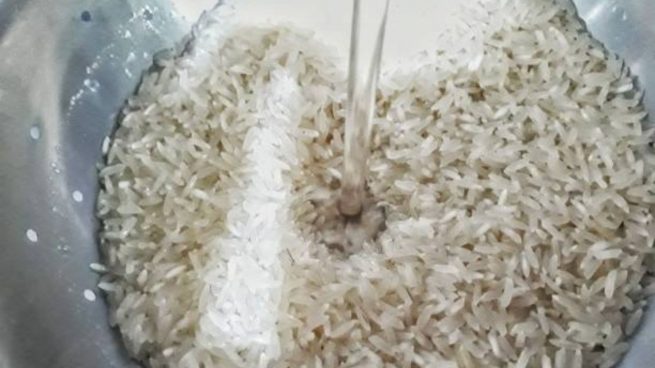 enjuagar arroz