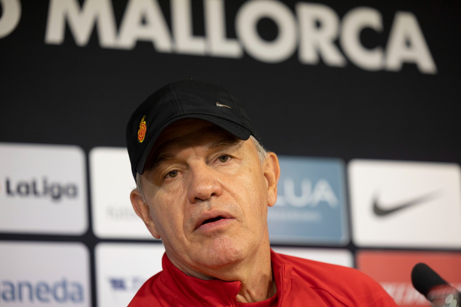 Javier Aguirre, en la sala de prensa