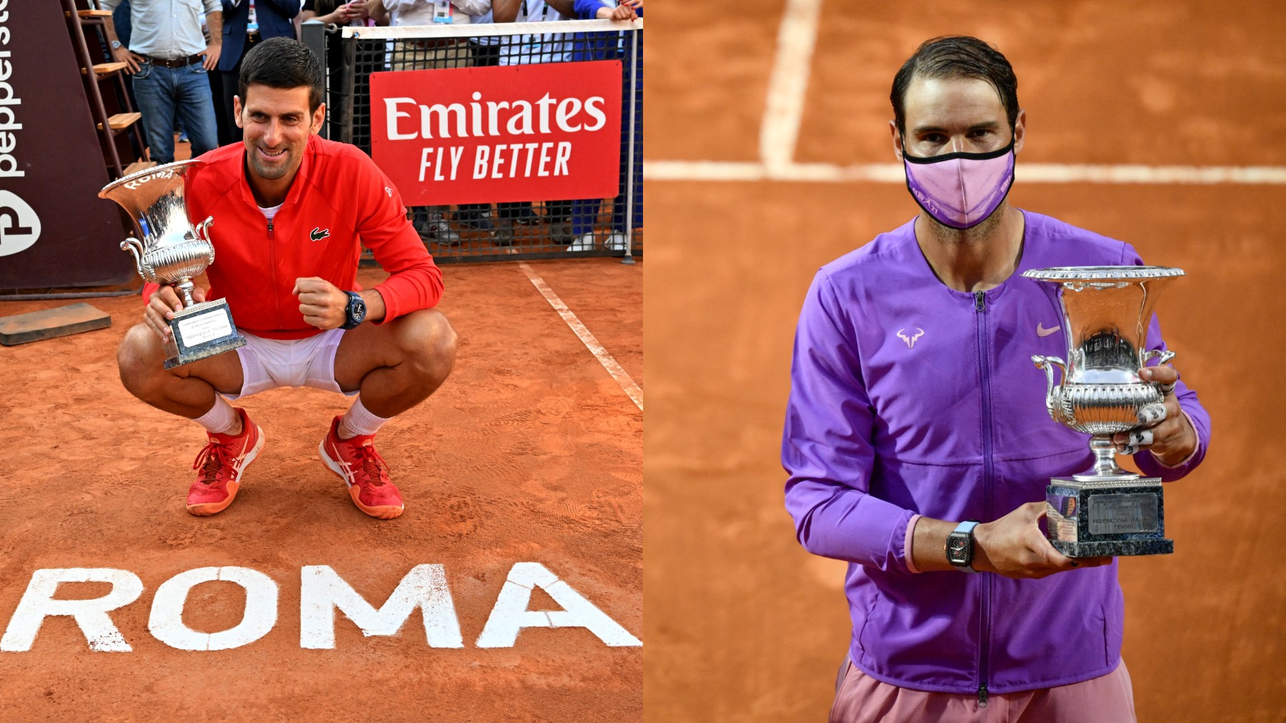 Djokovic y Nadal, últimos campeones del Masters 1000 de Roma. (AFP)